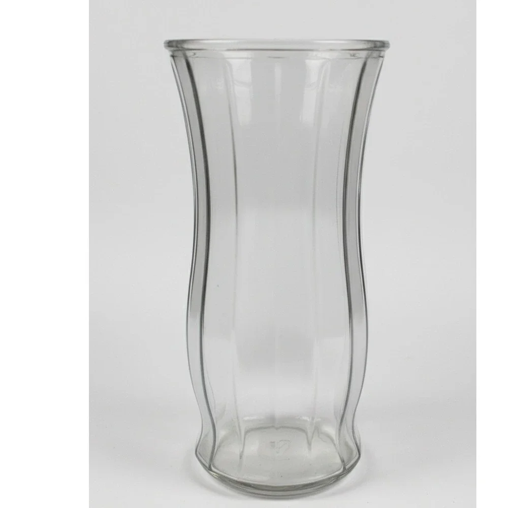 Clear Glass‎ Vase Fluted Panel Design 8 Inch Tall Flower Home Decor